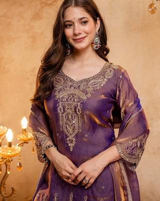 Purple color smart fendy fabric designer graceful partywear suit for trendy girlie looks 3