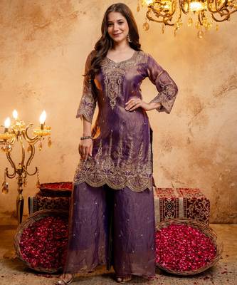 Purple color smart fendy fabric designer graceful partywear suit for trendy girlie looks 5