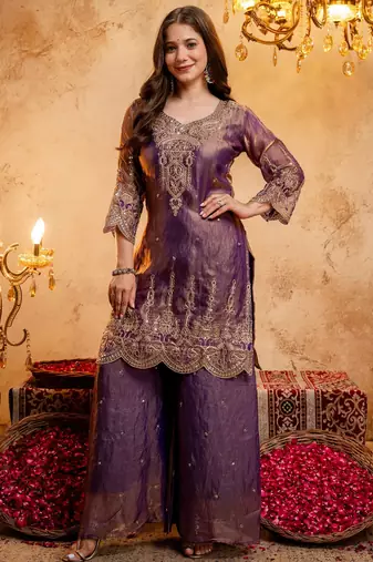 Purple color smart fendy fabric designer graceful partywear suit for trendy girlie looks