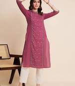 Floral embroidered cotton straight kurtas