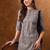 Grey abstract printed mandarin collar cotton kurta