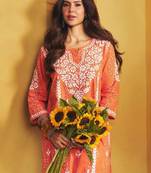 Sonam orange mulmul chikankari kurta