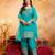 Firozi color smart crunchy fabric designer graceful partywear suit for trendy girlie looks