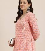 Floral printed angarakha pure cotton kurta