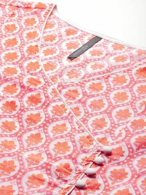 Floral printed angarakha pure cotton kurta 2