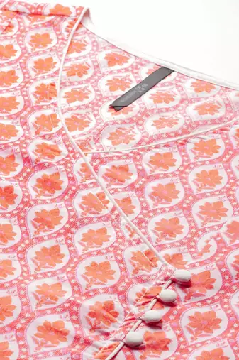Floral printed angarakha pure cotton kurta