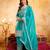 Firozi color smart crunchy fabric designer graceful partywear suit for trendy girlie looks