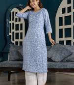 Floral printed printed round neck pure cotton straight kurta