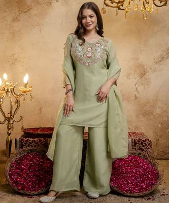 Pista color smart crunchy fabric designer graceful partywear suit for trendy girlie looks 1
