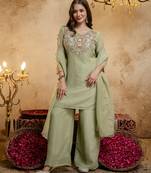Pista color smart crunchy fabric designer graceful partywear suit for trendy girlie looks