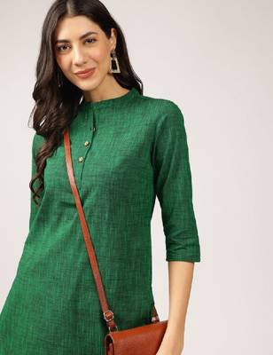 Mandarin collar cotton straight kurta 2