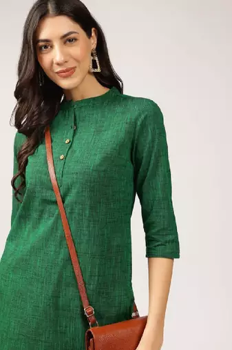 Mandarin collar cotton straight kurta