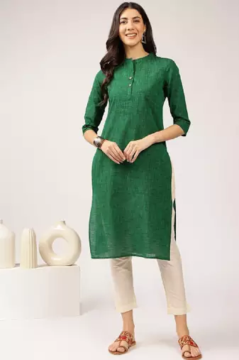 Mandarin collar cotton straight kurta