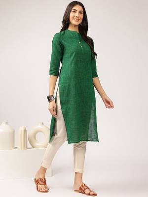 Mandarin collar cotton straight kurta 3