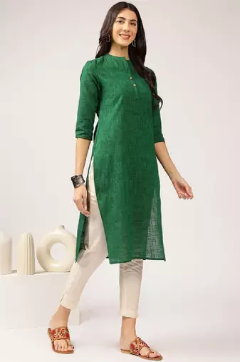 Mandarin collar cotton straight kurta