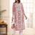 Floral embroidered round neck chikankari straight kurta