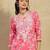Women pink mulmul chikankari embroidered kurta