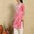 Women pink mulmul chikankari embroidered kurta