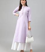 Striped thread work cotton straight kurta