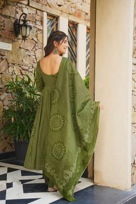 Mahendi color smart girlie cambric cotton fancy printed readymade suit 2