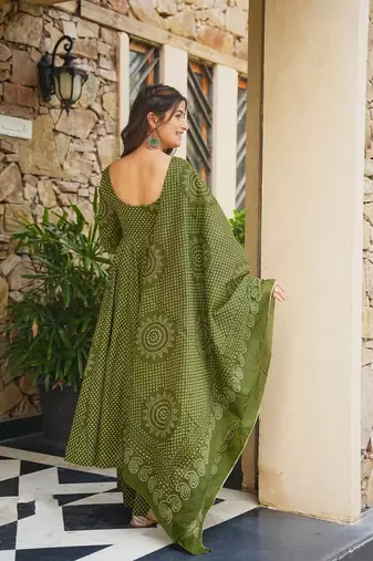 Mahendi color smart girlie cambric cotton fancy printed readymade suit