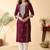 Maroon ethnic motifs embroidered round neck thread work straight kurta