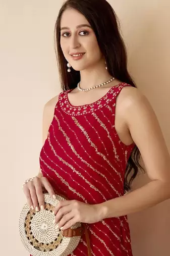 Leheriya printed straight kurta