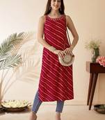 Leheriya printed straight kurta