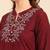Notched neck thread work pure cotton straight kurta