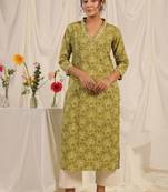 Women floral printed thread work kurta