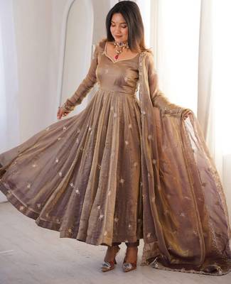 Mauve color smart and girlie fendy satin fabric fancy festive attire for girls 4