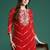 Leheriya print zari & mirror embroidered straight georgette kurta