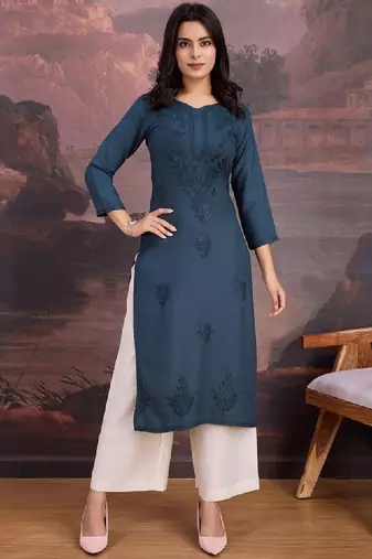Embroidered straight kurtas