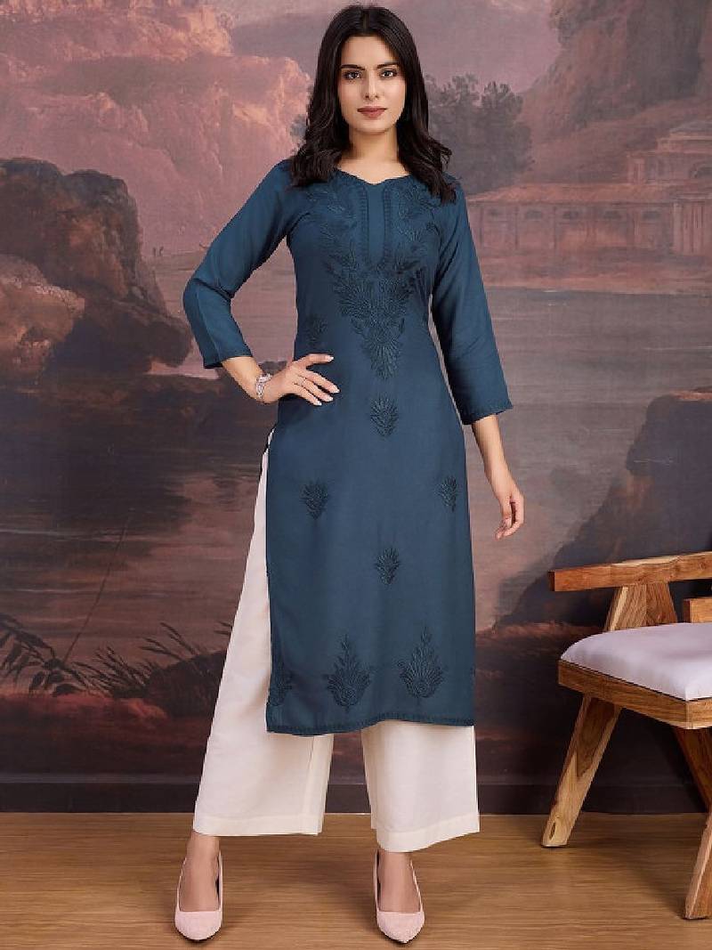 Embroidered straight kurtas
