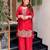 Red color smart and girlie franch crepe fabric fancy festive attire for girls