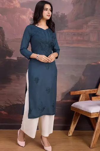Embroidered straight kurtas
