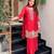 Red color smart and girlie franch crepe fabric fancy festive attire for girls