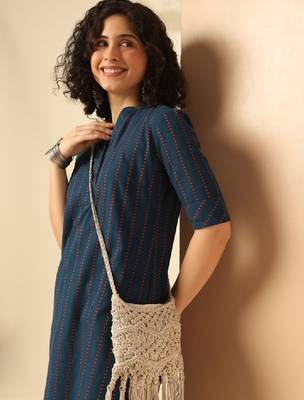 Geometric printed mandarin collar cotton straight kurta 3