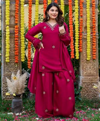 Pink color smart and girlie viscose glass fabric fancy festive attire for girls 5