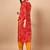 Red bandhani printed angrakha sequined straight kurta