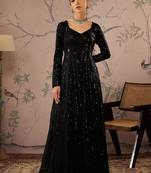 Striped round neck long sleeves regular sequinned anarkali kurta