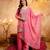 Pink color smart and girlie crunchy fabric fancy festive attire for girls