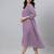Women lavender dobby chiffon self design flared kurta