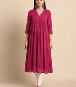 Dobby self design empire styled a-line chiffon kurta