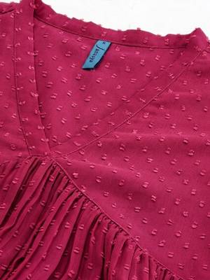 Dobby self design empire styled a-line chiffon kurta 2