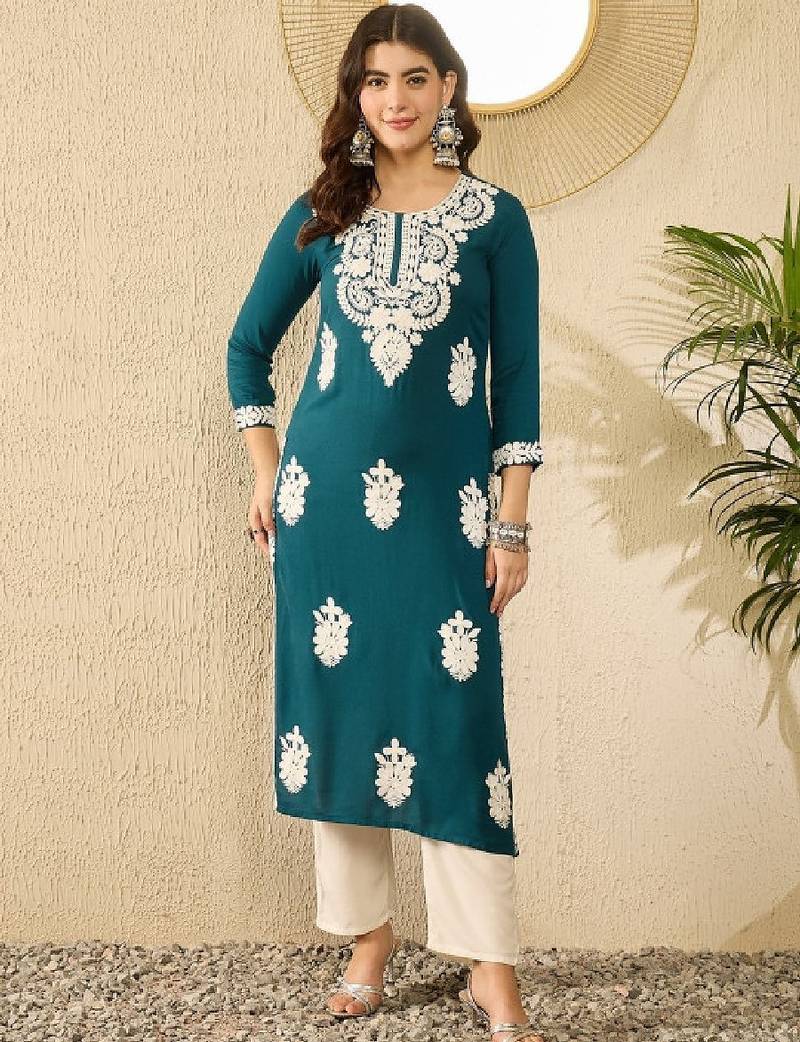 Floral embroidered straight republic day republic day kurta