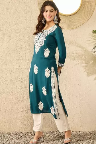 Floral embroidered straight republic day republic day kurta