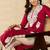 Floral embroidered round neck chikankari straight kurta
