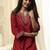 Floral embroidered scoop neck a-line kurta