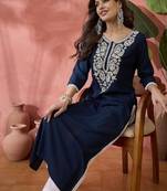 Embroidered straight chickenkari kurta
